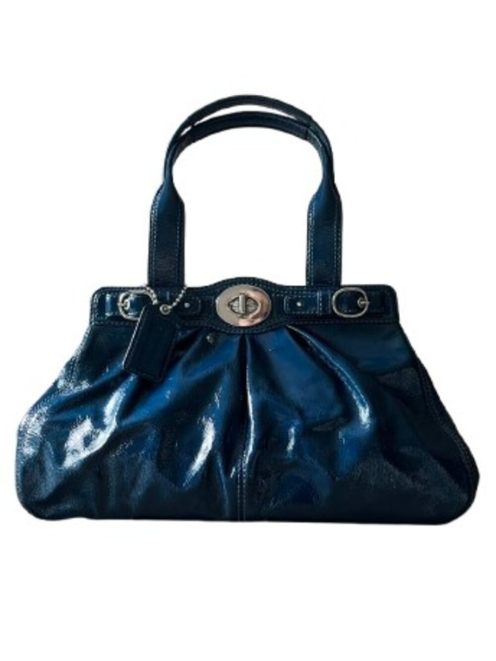 Coach Garnet Cobalt Blue Patent Leather Satchel 13926 NWOT - Picture 1 of 12